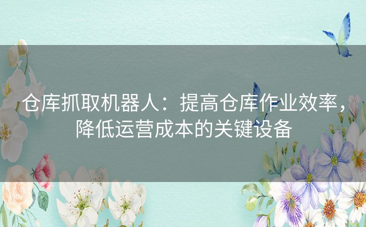 仓库抓取机器人：提高仓库作业效率，降低运营成本的关键设备