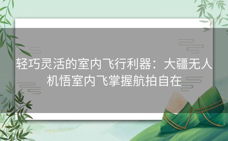 轻巧灵活的室内飞行利器：大疆无人机悟室内飞掌握航拍自在