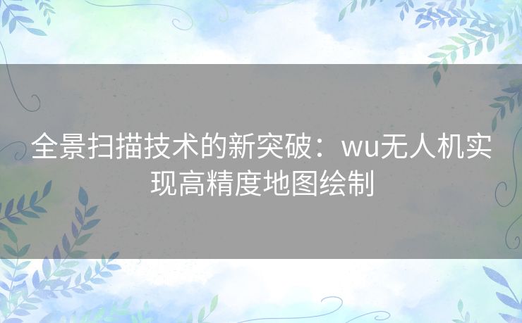 全景扫描技术的新突破：wu无人机实现高精度地图绘制