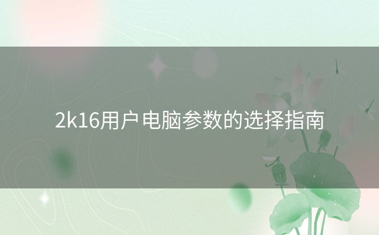 2k16用户电脑参数的选择指南