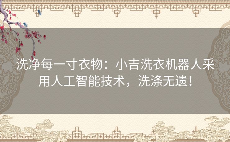 洗净每一寸衣物：小吉洗衣机器人采用人工智能技术，洗涤无遗！