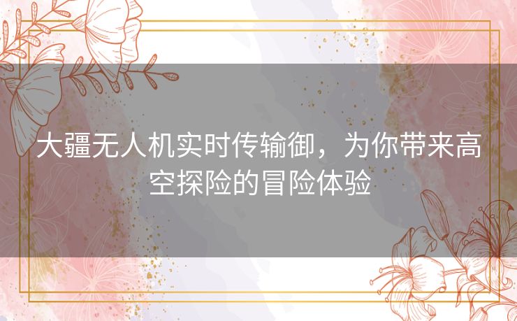 大疆无人机实时传输御，为你带来高空探险的冒险体验