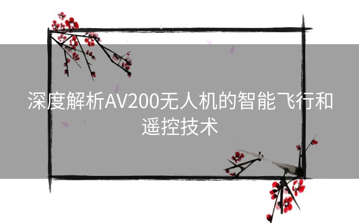 深度解析AV200无人机的智能飞行和遥控技术