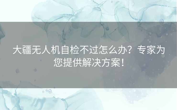 大疆无人机自检不过怎么办？专家为您提供解决方案！