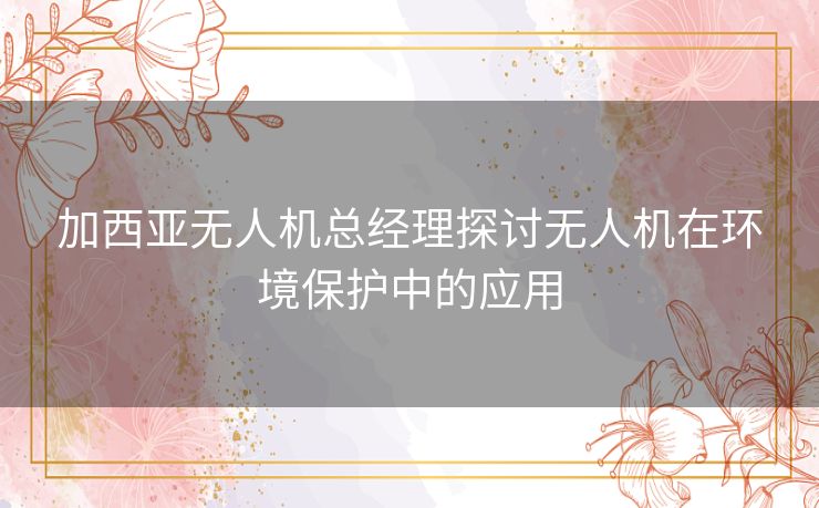 加西亚无人机总经理探讨无人机在环境保护中的应用