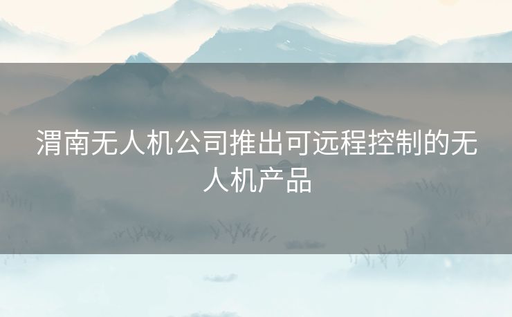 渭南无人机公司推出可远程控制的无人机产品