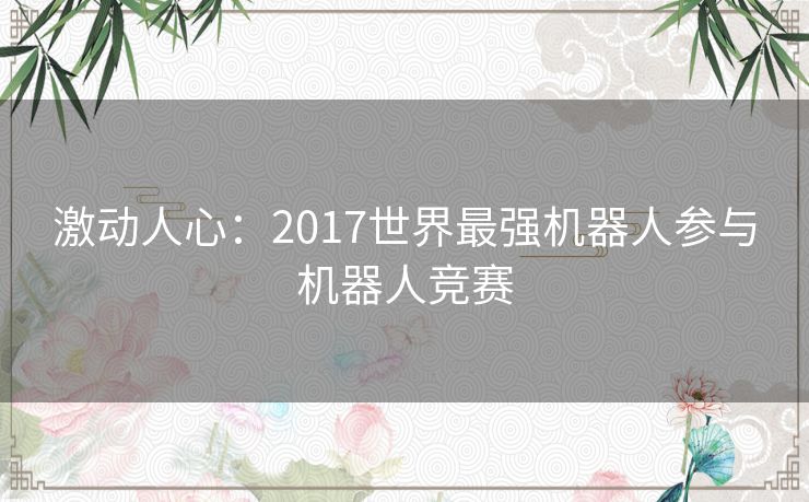 激动人心：2017世界最强机器人参与机器人竞赛