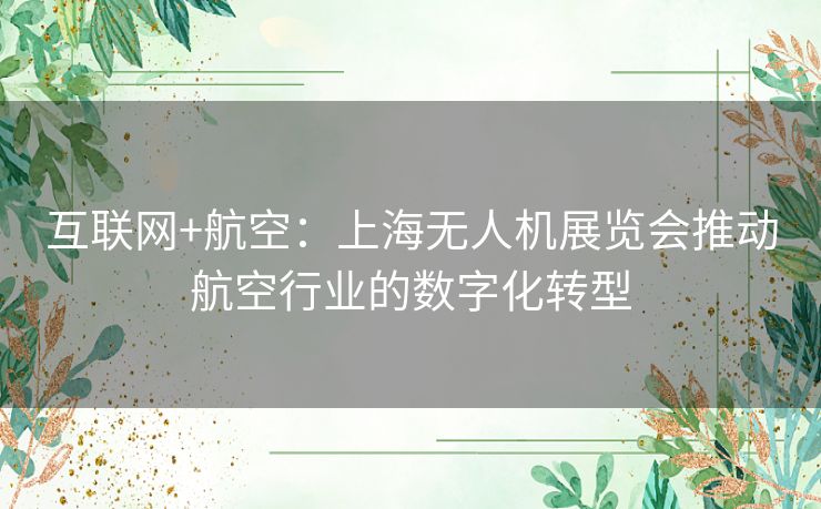 互联网+航空：上海无人机展览会推动航空行业的数字化转型