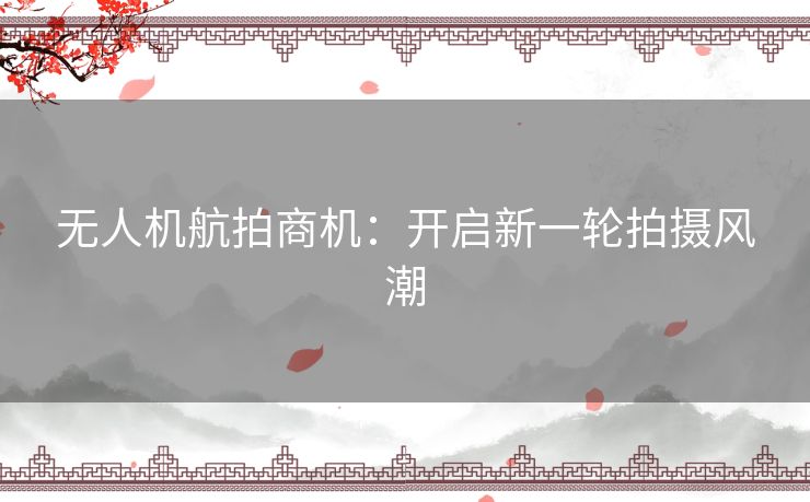 无人机航拍商机：开启新一轮拍摄风潮