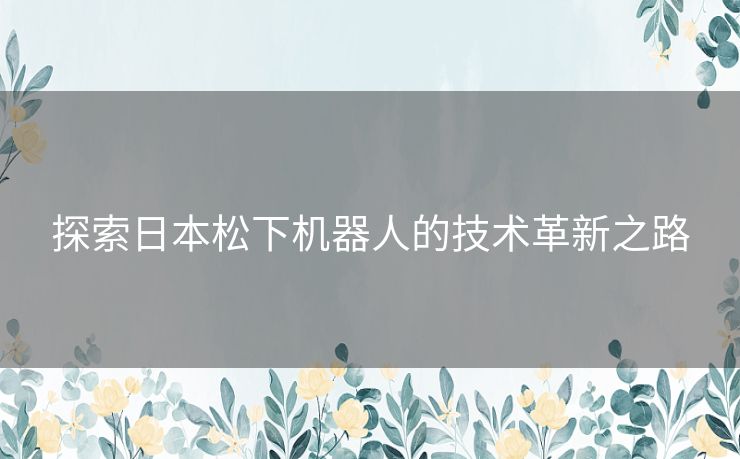 探索日本松下机器人的技术革新之路