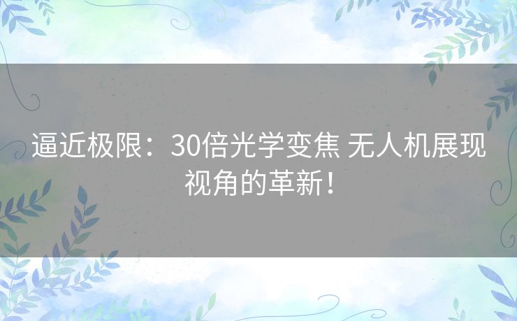 逼近极限：30倍光学变焦 无人机展现视角的革新！