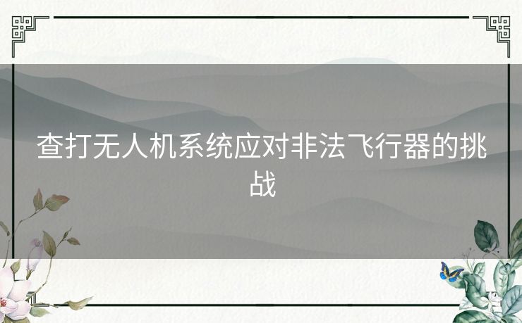 查打无人机系统应对非法飞行器的挑战