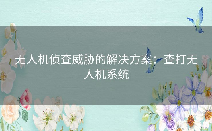 无人机侦查威胁的解决方案：查打无人机系统