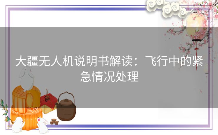 大疆无人机说明书解读：飞行中的紧急情况处理