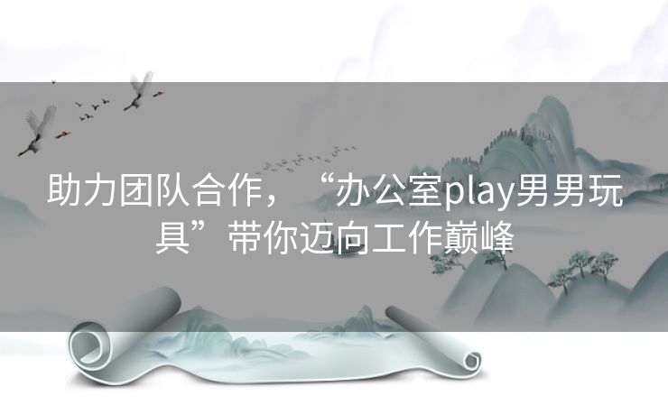 助力团队合作，“办公室play男男玩具”带你迈向工作巅峰