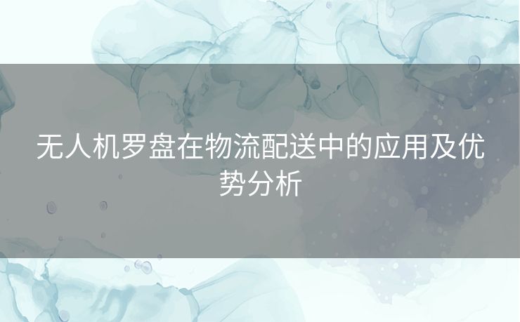 无人机罗盘在物流配送中的应用及优势分析