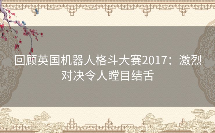 回顾英国机器人格斗大赛2017：激烈对决令人瞠目结舌