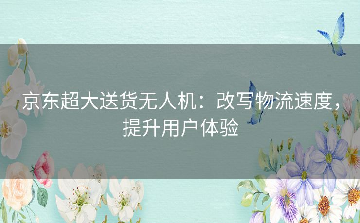 京东超大送货无人机：改写物流速度，提升用户体验