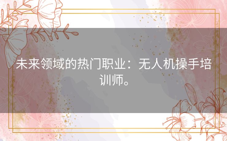 未来领域的热门职业：无人机操手培训师。