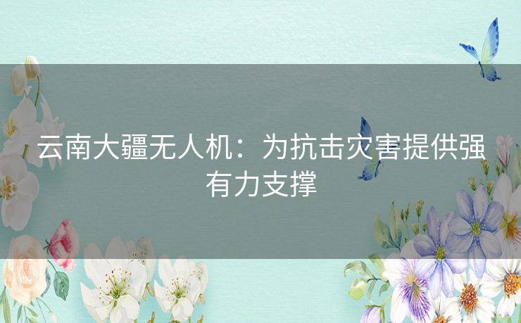 云南大疆无人机：为抗击灾害提供强有力支撑