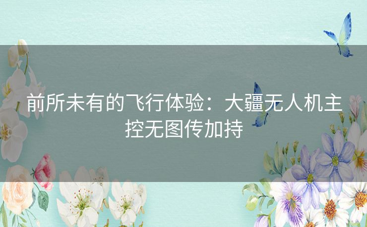 前所未有的飞行体验：大疆无人机主控无图传加持