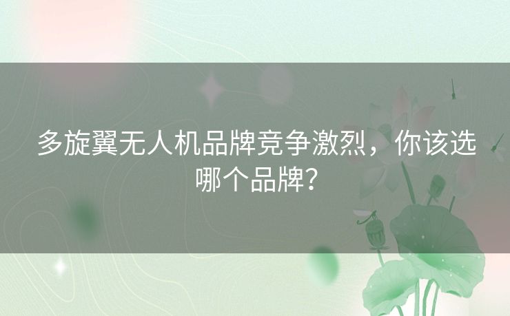 多旋翼无人机品牌竞争激烈，你该选哪个品牌？