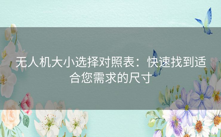 无人机大小选择对照表：快速找到适合您需求的尺寸