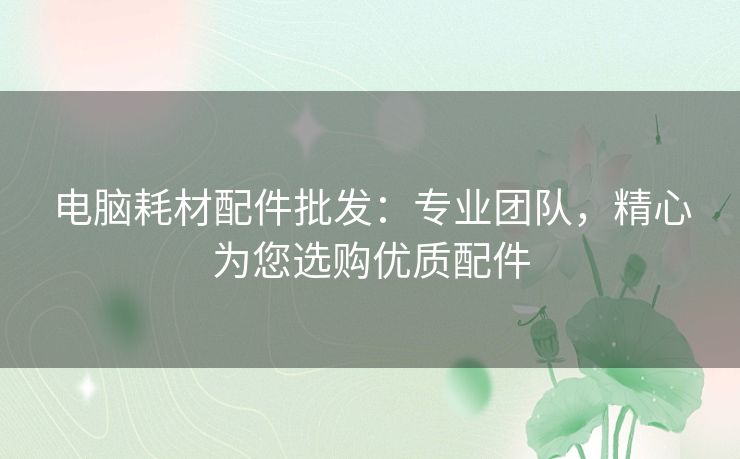 电脑耗材配件批发：专业团队，精心为您选购优质配件