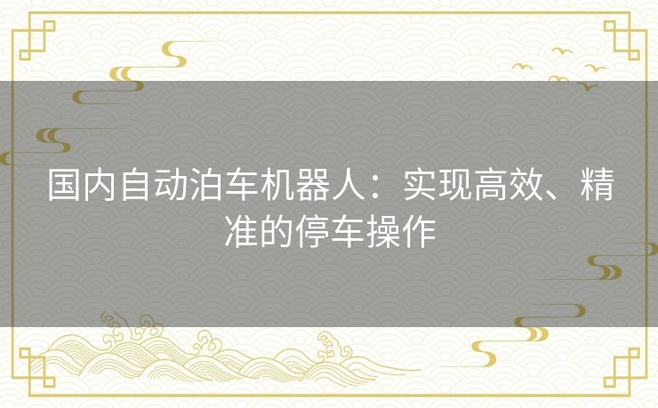 国内自动泊车机器人：实现高效、精准的停车操作