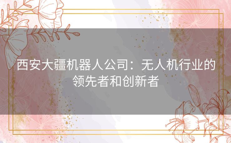 西安大疆机器人公司：无人机行业的领先者和创新者