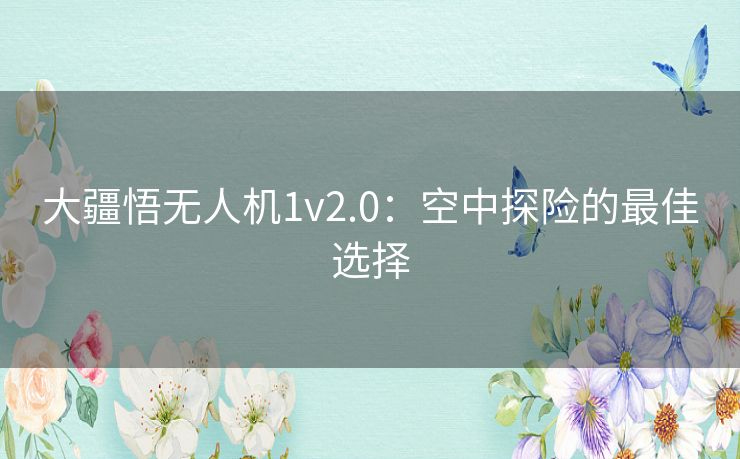 大疆悟无人机1v2.0：空中探险的最佳选择