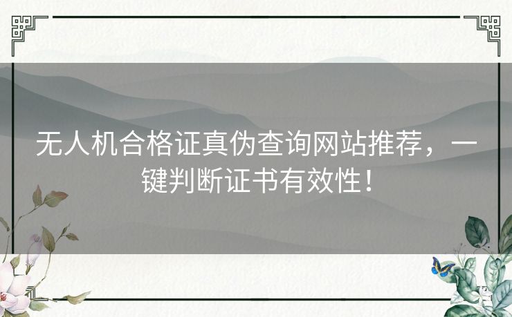 无人机合格证真伪查询网站推荐，一键判断证书有效性！