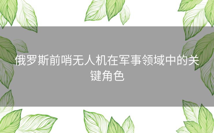 俄罗斯前哨无人机在军事领域中的关键角色