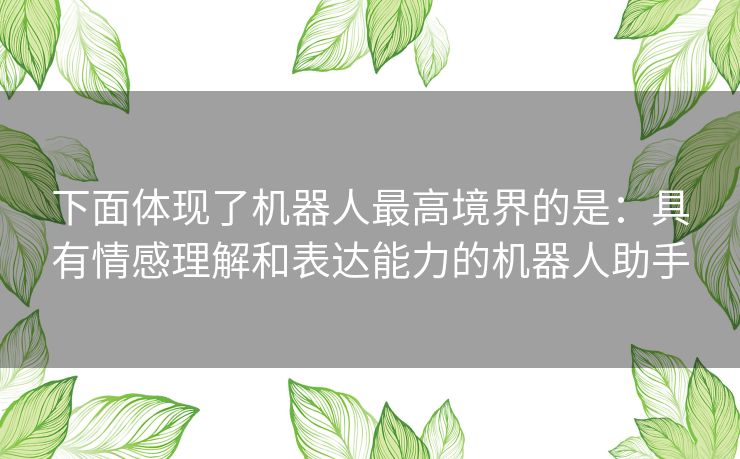 下面体现了机器人最高境界的是：具有情感理解和表达能力的机器人助手