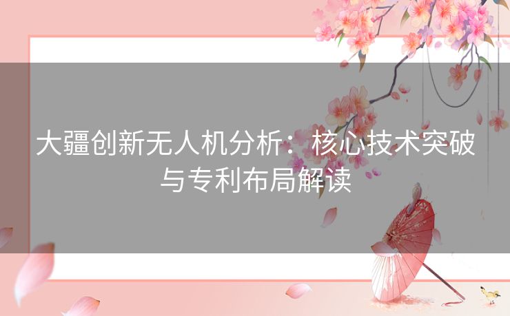 大疆创新无人机分析：核心技术突破与专利布局解读