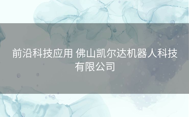 前沿科技应用 佛山凯尔达机器人科技有限公司