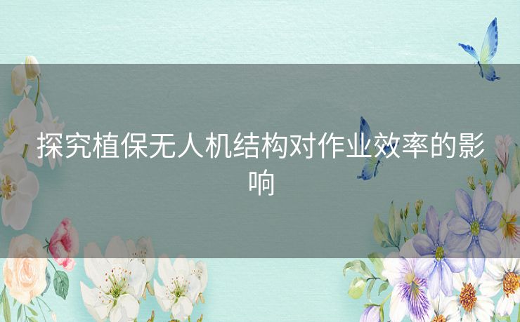 探究植保无人机结构对作业效率的影响