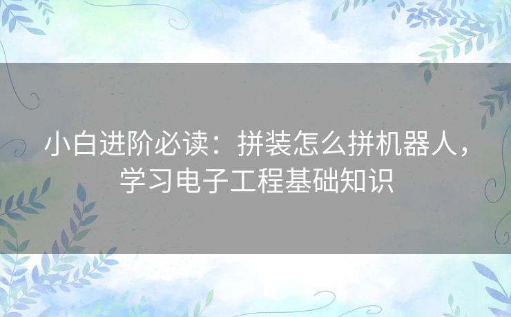 小白进阶必读：拼装怎么拼机器人，学习电子工程基础知识