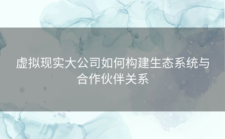 虚拟现实大公司如何构建生态系统与合作伙伴关系