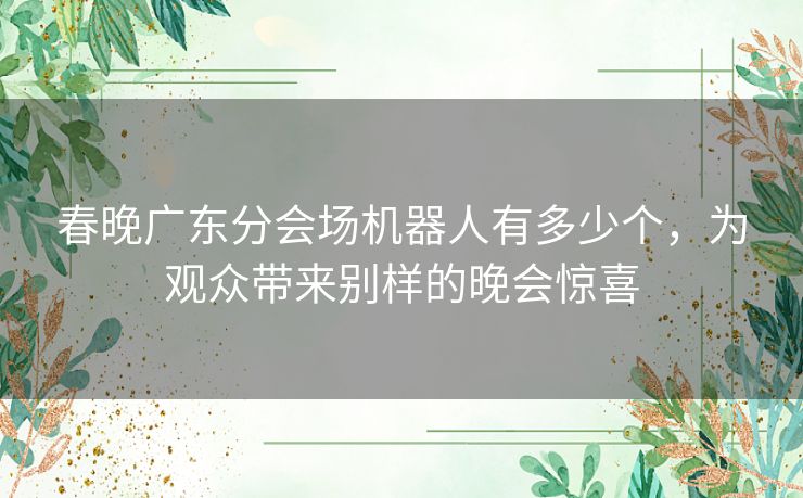 春晚广东分会场机器人有多少个，为观众带来别样的晚会惊喜