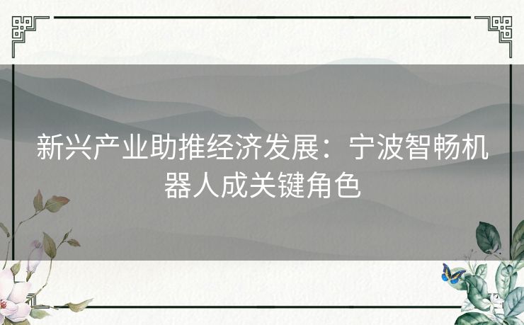 新兴产业助推经济发展：宁波智畅机器人成关键角色