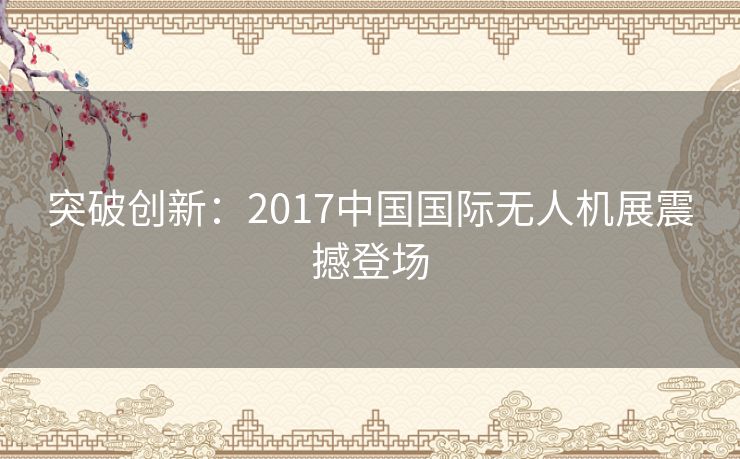 突破创新：2017中国国际无人机展震撼登场