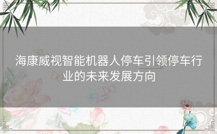 海康威视智能机器人停车引领停车行业的未来发展方向