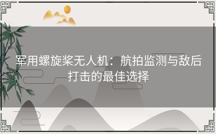 军用螺旋桨无人机：航拍监测与敌后打击的最佳选择