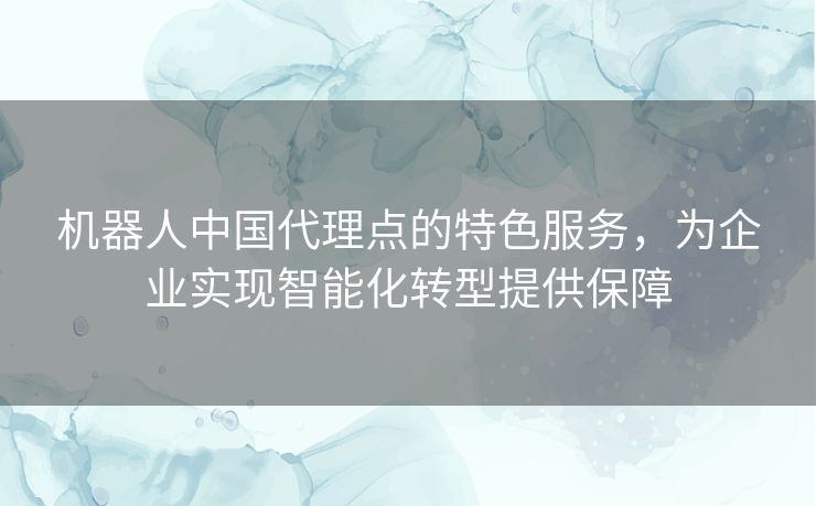 机器人中国代理点的特色服务，为企业实现智能化转型提供保障